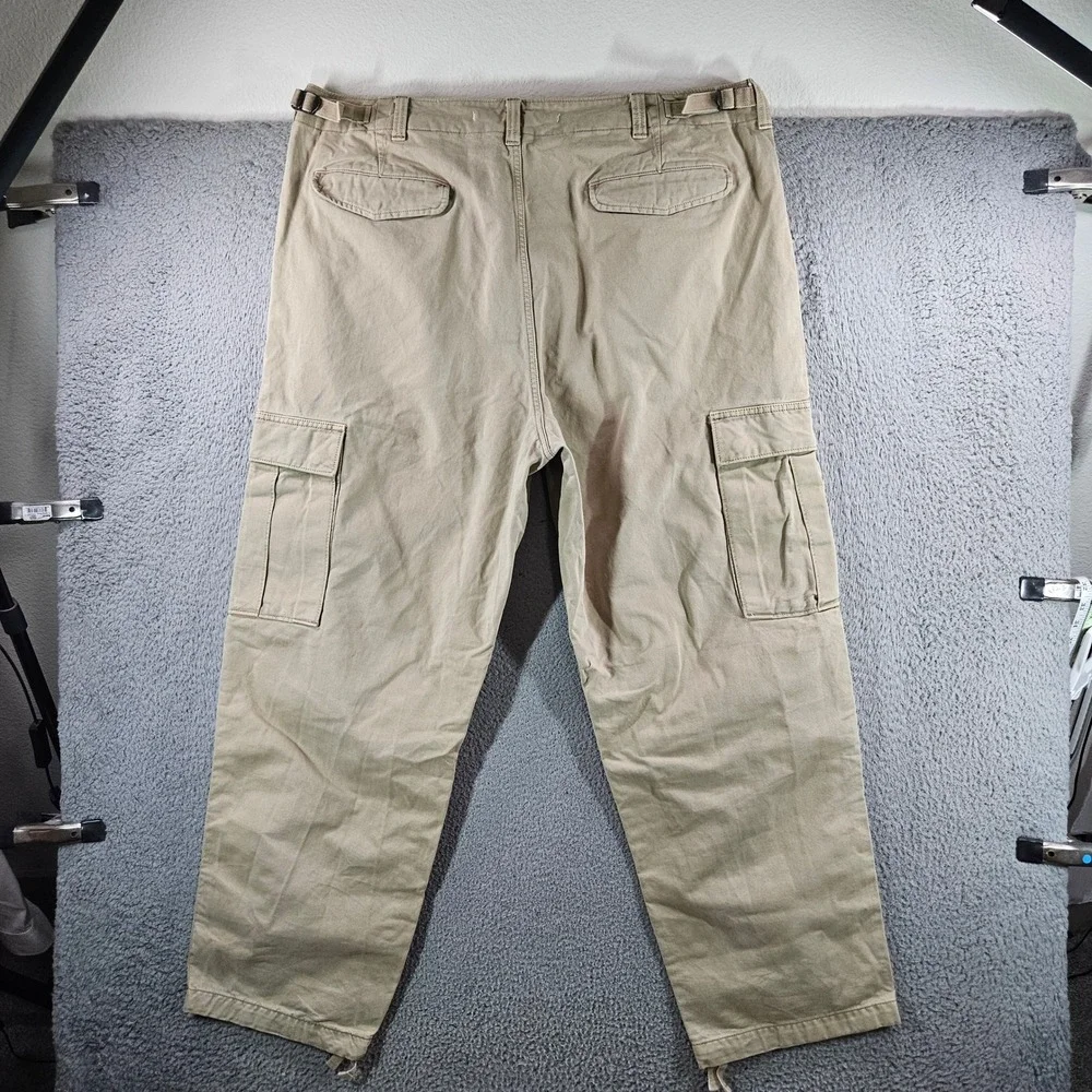 Banana Republic Mens 42x32 Khaki Tan Cotton Cargo Pants Adjustable Waist Utility